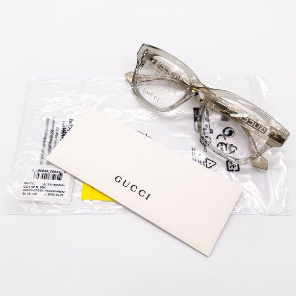 NEW GUCCI GG1731O 004 TRANSPARENT PALE KHAKI GREEN UNISEX EYEGLASSES GUCCI - Picture 11 of 12